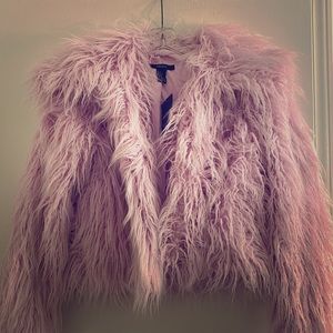 COPY - Baby pink shaggy fur coat, never worn with tags.